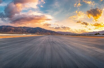 Fototapeta premium Desert sunset race track asphalt