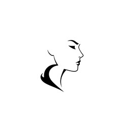 Elegant Woman Profile: Minimalist Line Art Design.  A stylish and sophisticated black and white vector portrait illustration, perfect for fashion, beauty, and graphic design projects.