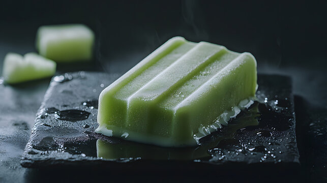 Dramatic Melona Ice Cream Bar with High Contrast and Steamy Background