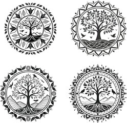 Intricate Tree of Life Mandalas