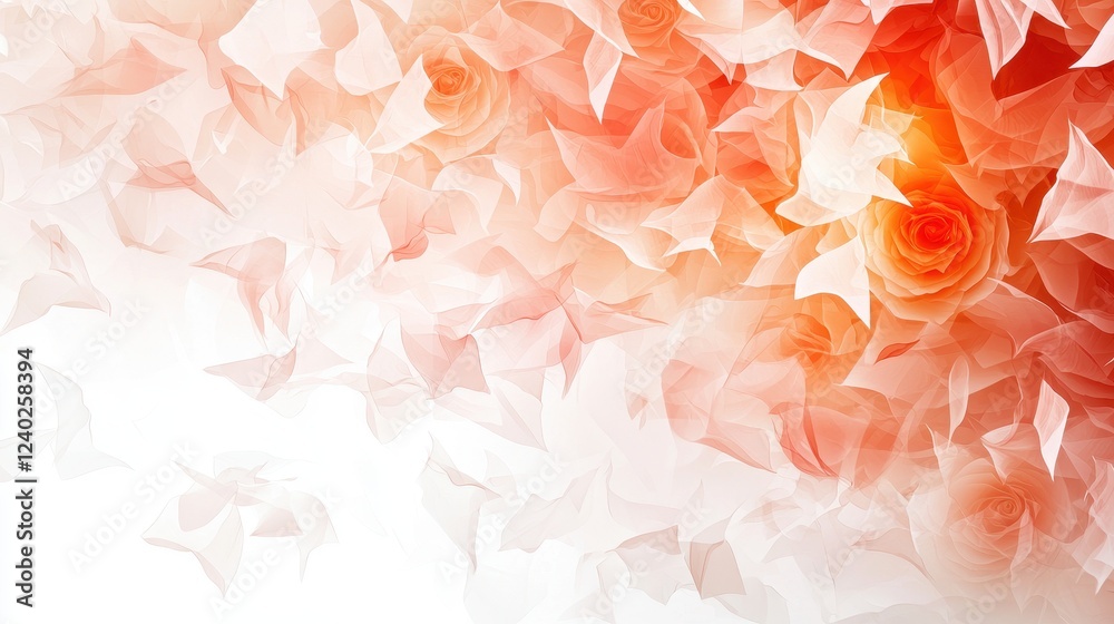 Poster delicate pattern of translucent peach roses with soft background and elegant color gradient