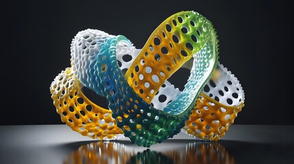 Fototapeta premium Abstract 3D Render Colorful Interlocking Rings Knot Design