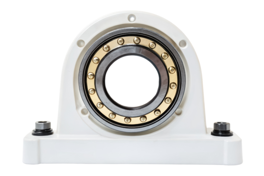 White plastic bearing housing isolated with transparent background