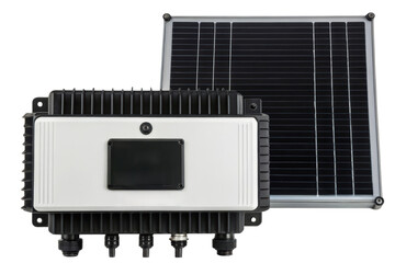 Fototapeta premium Solar panel with controller isolated with transparent background