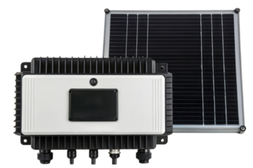 Solar panel with controller isolated with transparent background