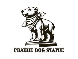 Obraz premium Cute small animal prairie dog statue, modern design prairie dog vector illustration. This illustration is perfect for use as a logo for an animal park, poster design, or other design element