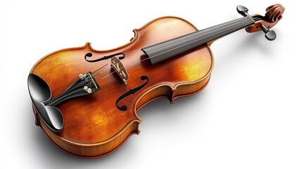 Fototapeta premium Classic violin and bow on transparent background for music design