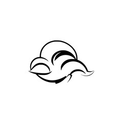 Abstract Wave Cloud Vector Design: Minimalist Line Art Graphic Symbol