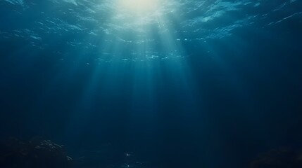Fototapeta premium Stunning Underwater Scene Sunbeams Ocean Deep