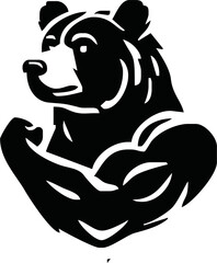 Strong bear animal showing his muscles, tidy mascot logo, different shapes, character designs set, angry huge grizzly bear with athletic body