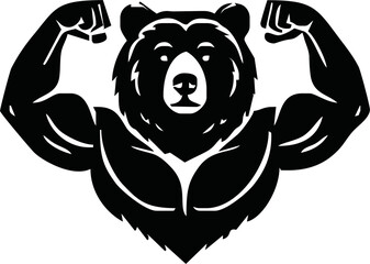 Strong bear animal showing his muscles, tidy mascot logo, different shapes, character designs set, angry huge grizzly bear with athletic body