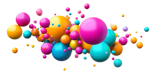 Abstract Colorful Bubbles Floating Background Design 3D Art Fun Pink Blue Cyan Teal Happy 