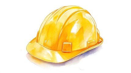 Fototapeta premium A Watercolor Painting Of A Yellow Hard Hat