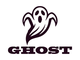 cartoon ghost logo vector illustration background template design, simple ghost in sheet isolated on white background