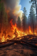 flames are burning through the trees in a forest