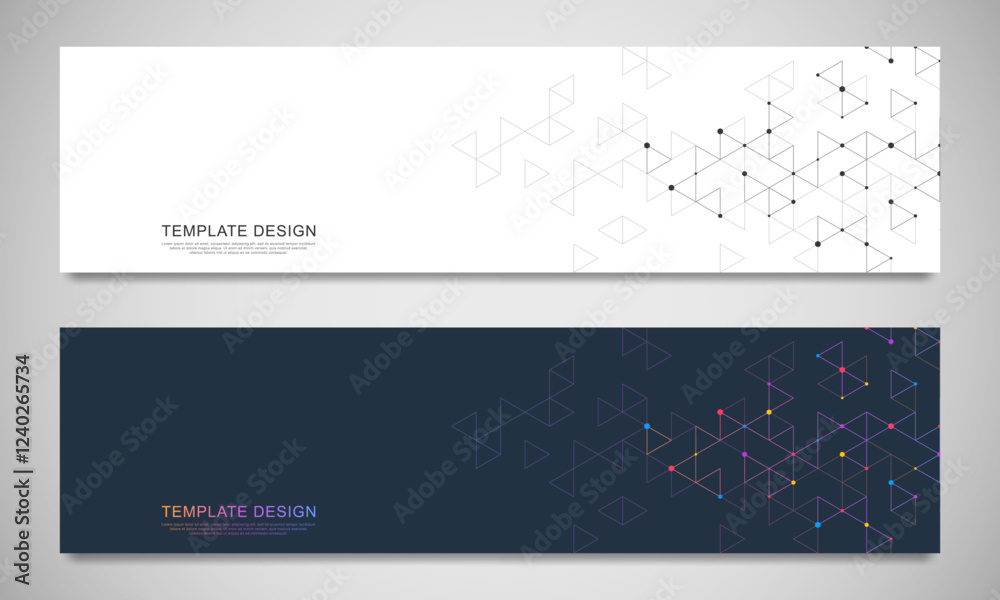 Poster Graphic design element for web page or banner with a geometric pattern of triangle shapes.