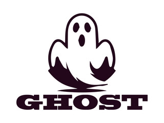 cartoon ghost logo vector illustration background template design, simple ghost in sheet isolated on white background
