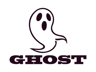 cartoon ghost logo vector illustration background template design, simple ghost in sheet isolated on white background