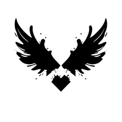 Obraz premium Abstract Black Wings: A Graphic Design of Freedom and Power. Perfect for logos, tattoos, and artistic projects.