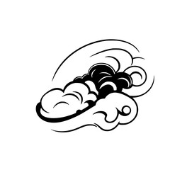 Abstract Black and White Wave Cloud Design: Vector Graphic Illustration