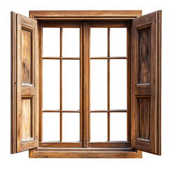 Obraz premium Wo0den window frame isoleted on transparent background