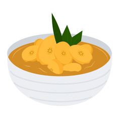 Banana Compote Traditional Indonesian Dessert Illustration