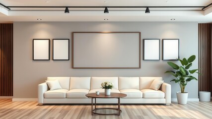 Fototapeta premium A mockup of modern office wall art featuring branding elements, with a clean and professional design, office, corporate, corporate branding