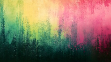 Fototapeta premium Abstract textured art with green yellow and pink hues