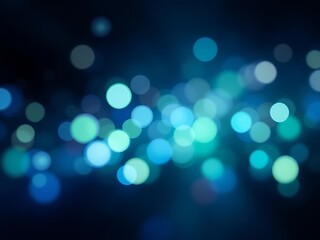 blue and green bokeh light blurs on dark background 