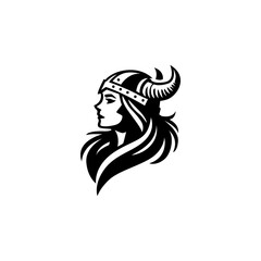 Classic Viking Woman With Helmet Logo Design