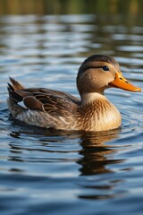 Fototapeta premium there is a duck that is swimming in the water