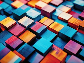 Vibrant Cubed Mosaic Art