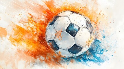 Fototapeta premium Abstract Watercolor Painting Of A Soccer Ball In Motion