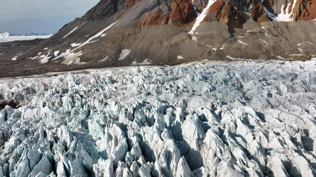 Arctic circle massive icecap and arctic ocean, Aerial view
