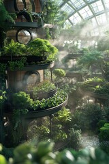Fototapeta premium Futuristic Urban Farm: A Vision of Sustainable Living Powered by Renewable Energy Solutions
