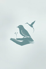 Fototapeta premium Bird in hand. Silhouette of a bird. Vector illustration.