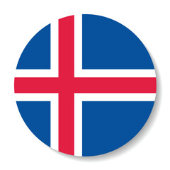 Obraz premium Iceland circle flag logo icon digital vector illustration