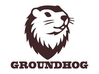 illustration vector logo groundhog on white background view. cute groundhog icon flat on white  background