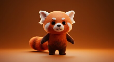 Adorable 3D Red Panda Render Cute Cartoon Animal Image © Aris