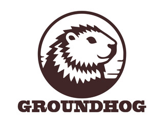 illustration vector logo groundhog on white background view. cute groundhog icon flat on white  background