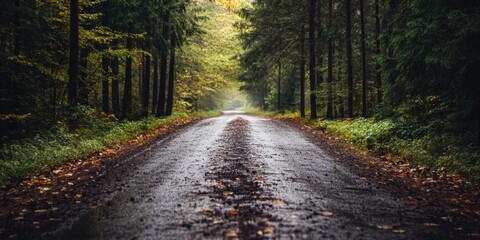 Naklejka premium Autumnal Forest Road