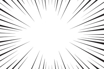 Speed lines background. Radial manga frame. Cartoon manga action rays. Striped perspective light of explosion. Abstract vector anime design