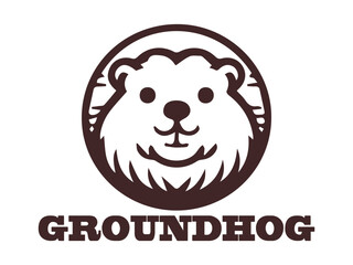 illustration vector logo groundhog on white background view. cute groundhog icon flat on white  background