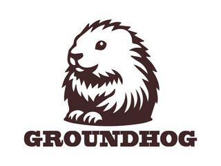 illustration vector logo groundhog on white background view. cute groundhog icon flat on white  background
