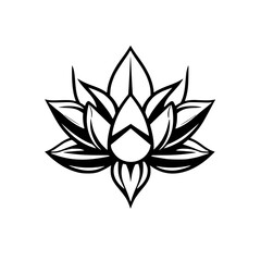 Obraz premium Black and White Lotus Flower: Elegant Line Art Botanical Illustration