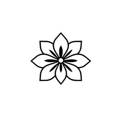 Elegant Black and White Flower Design: Simple Geometric Floral Illustration