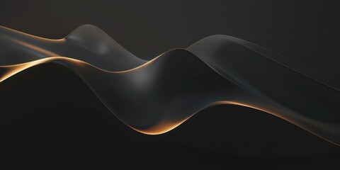 A sophisticated minimalist visual against jet-black backdrop, Thin intersecting shapes and light wave lines, Contemporary minimalist style