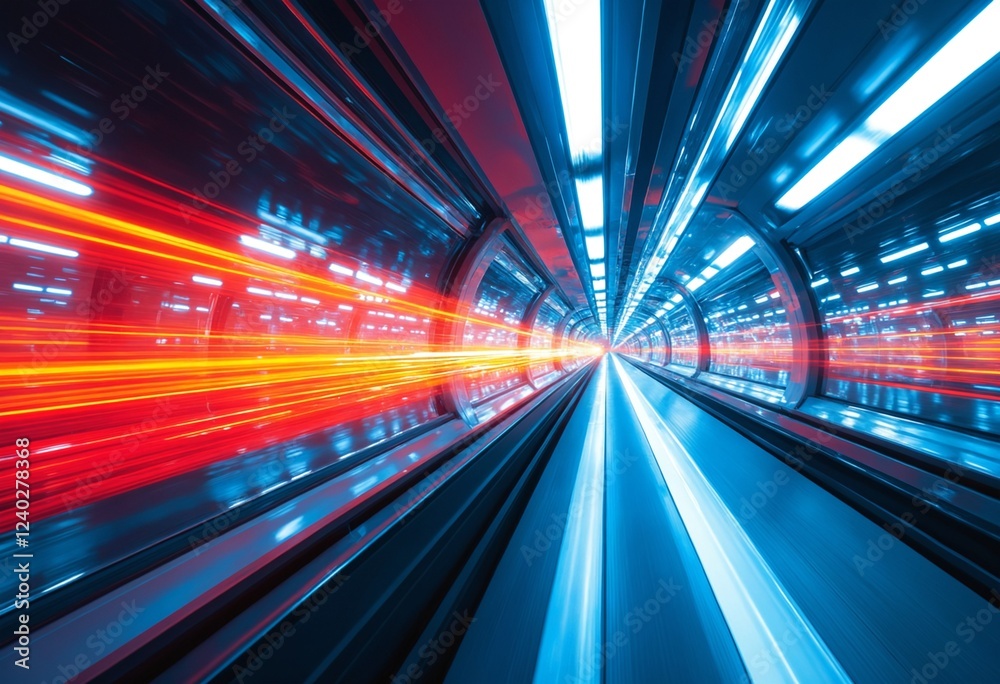 Poster futuristic tunnel background light trails speed light background