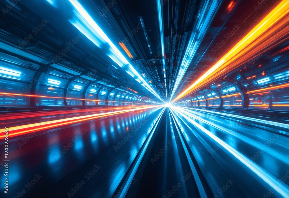 Aufkleber Futuristic tunnel background light trails speed light background