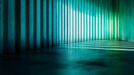 Teal corridor with illuminated walls